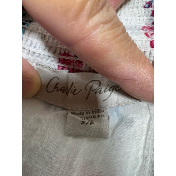 Charlie Paige Boho Sleeveless Smocked Neck Maxi Dress Multi Color Floral Cotton - Picture 4 of 10